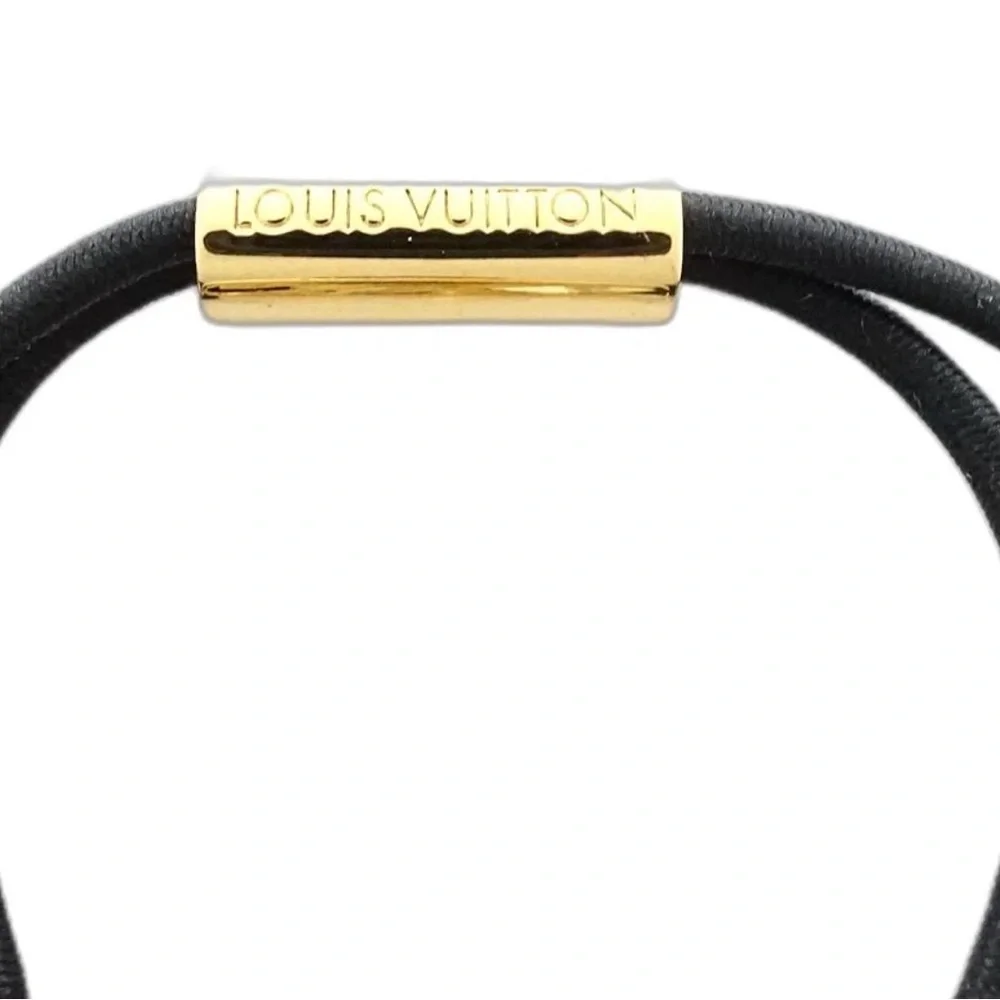 Louis Vuitton M00670 Louise Gold Logo Brown Elastic Hair Tie - Picture 3 of 3